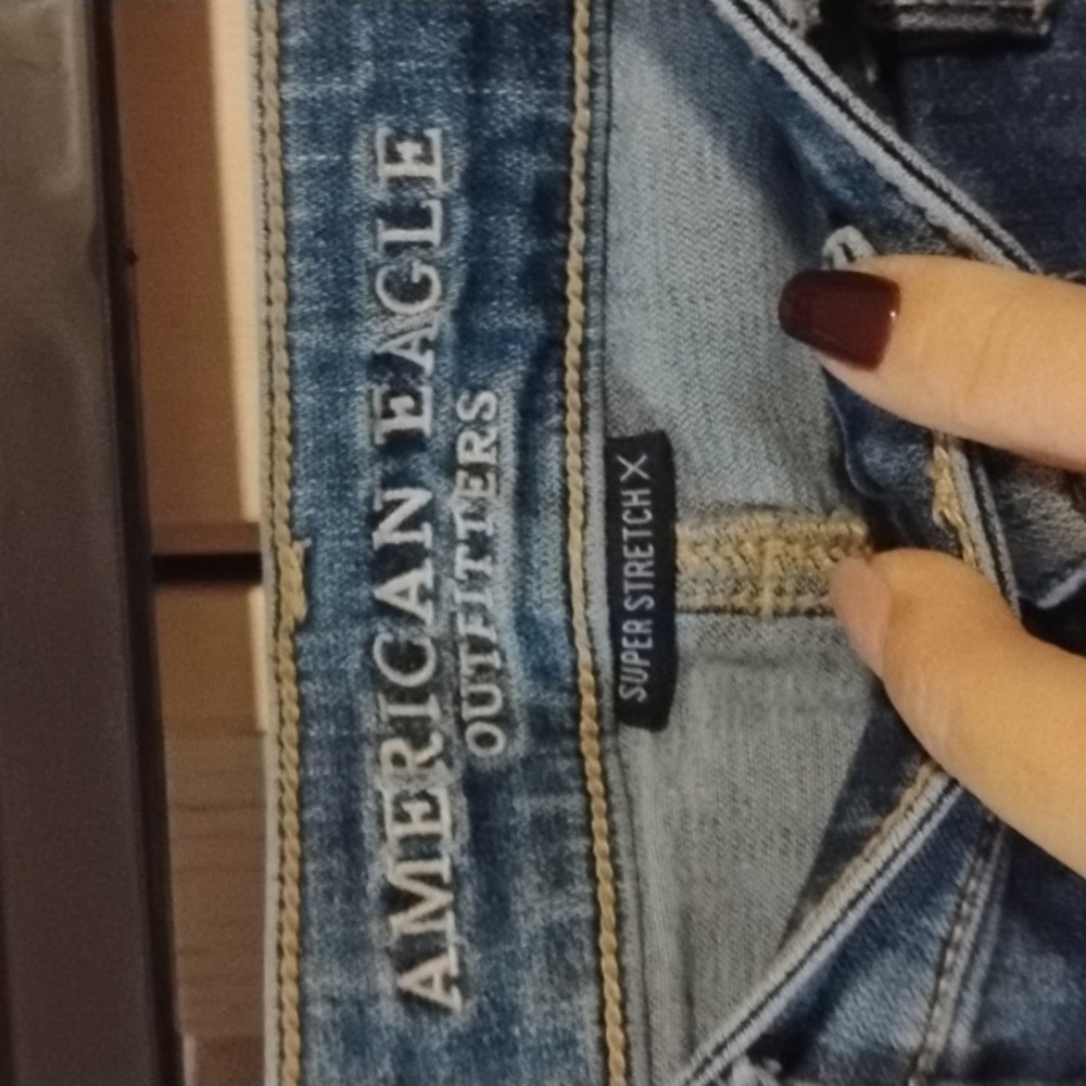 American Eagle Super Stretch X Hi-Rise Distressed Skinny Jeans 6 Short - Picture 7 of 8